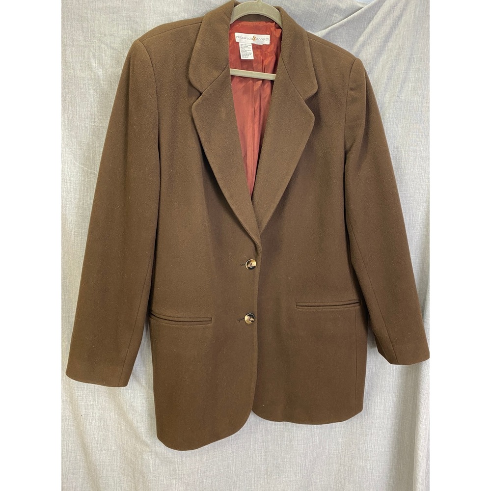 Vintage Preswick & Moore Brown Wool Cashmere Blend Blazer Longline Jacket‎ 14